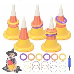 Kids Ring Toss Cone Game - Yellow & Orange